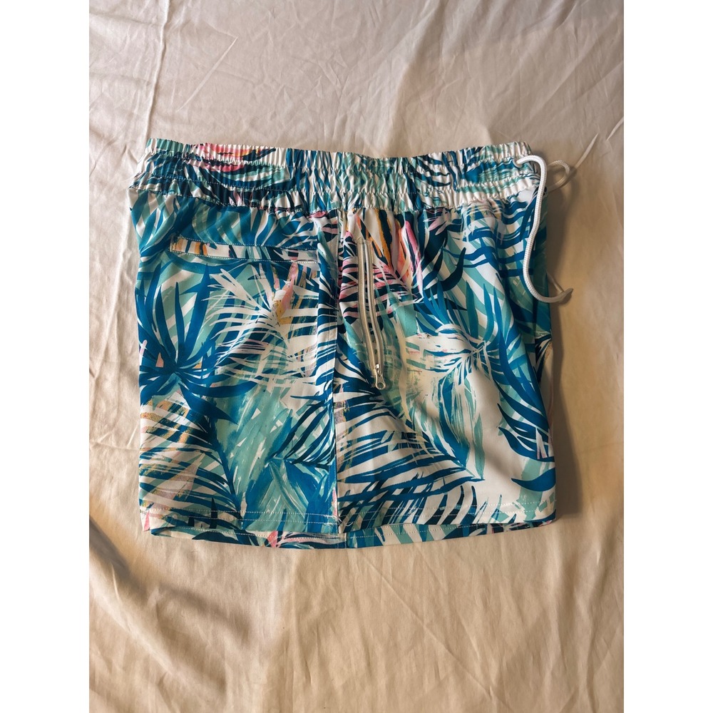 Ocean Pacific Swim Trunks‎ Mens M Blue Tropical Palm Print Zipper Pockets